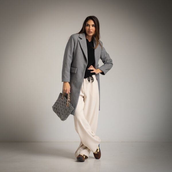 Lined Coat one button- Grey