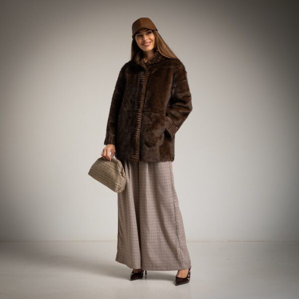 Mink fur Hooded Jacket - Chocolate
