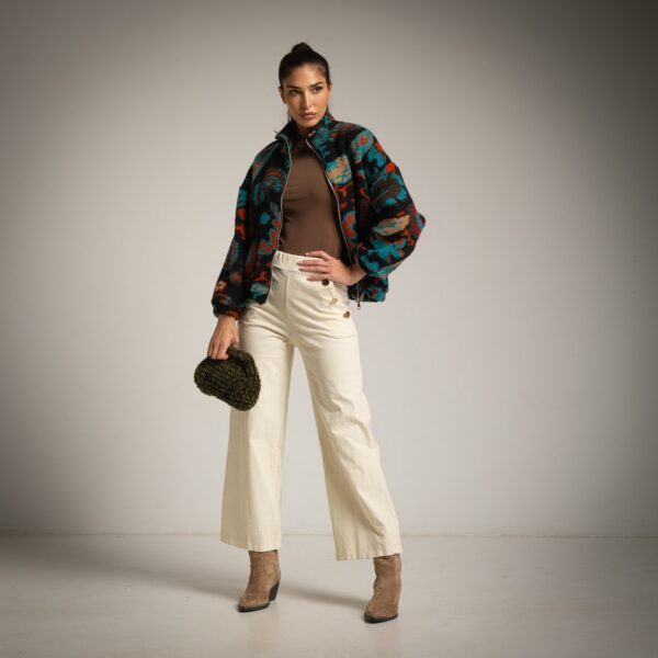 Printed Wool bomber - Flowers