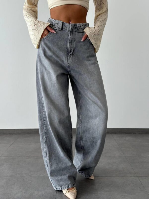 High Waist Loose Cut Light Grey  Jeans