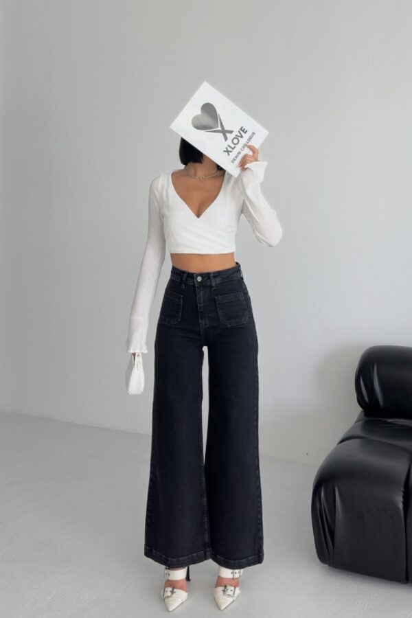 Black  Palazzo Jeans - Wide  Leg