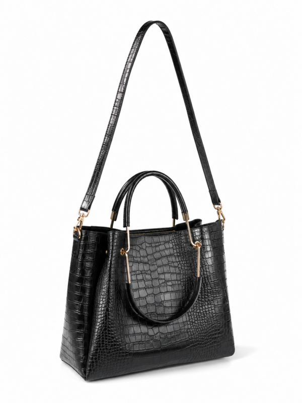 Elegant bag with shoulder strap-Leather-Black