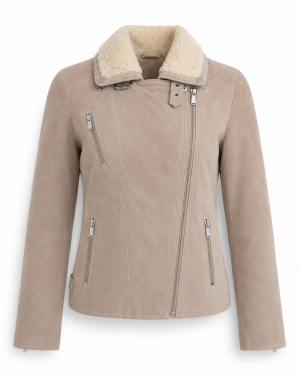 Jacket with Leather- Beige