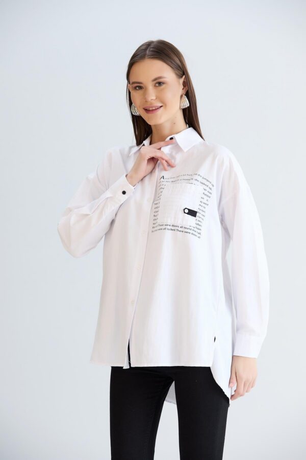 Printed Single Pocket Shirt White