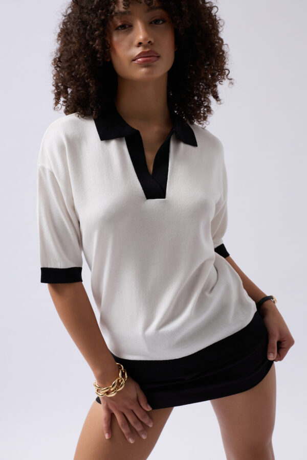 Textured T-Shirt - Black White