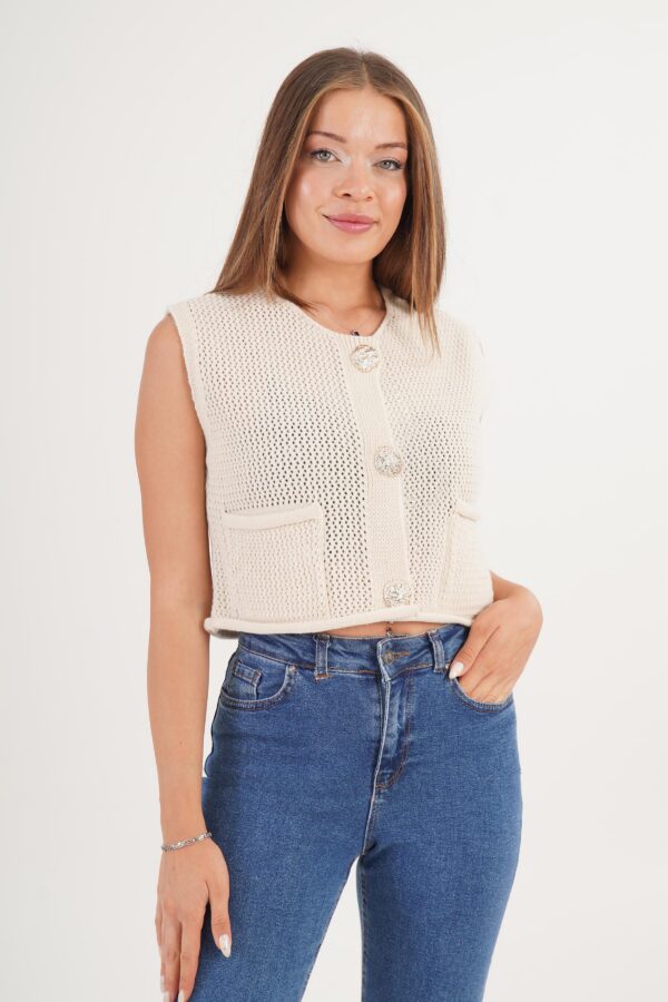 Cardigan with pockets - Beige