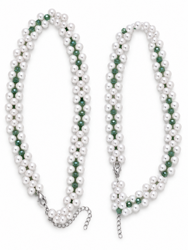 B-J Necklace Handmade-White Green