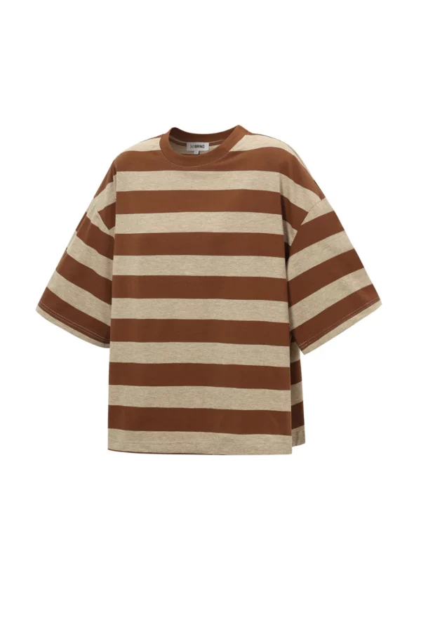 Cotton T-shirt stripes brown